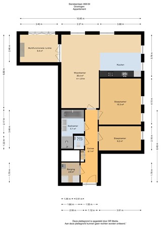 Floorplan - Siersteenlaan 468-54, 9743 ES Groningen